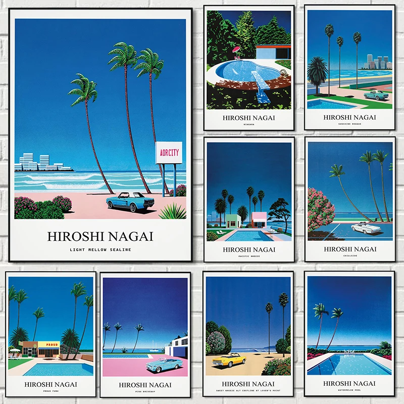 Geometric Wall Art - Vintage Nagai Hiroshi Vaporwave Japan Beach