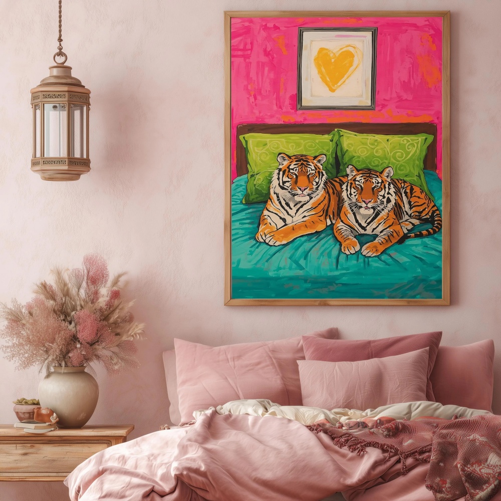 Home Decor Theme - Couple Tiger Canvas Wall Art Poster