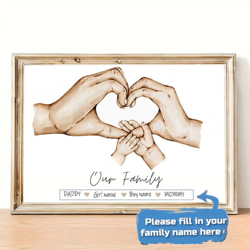 Home Decor Canvas - Personalized Custom Family Hand Poster Name