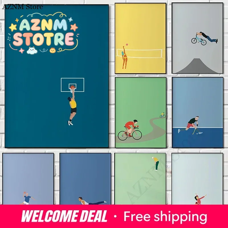 Home Decor Theme - Sports Enthusiasts Illustration Series Theme Canvas