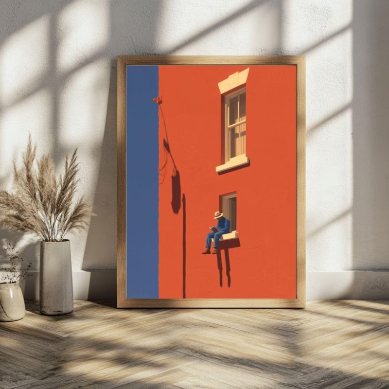 Home Decor Minimal - Vintage Minimalist Abstract Warm Sunny Figure