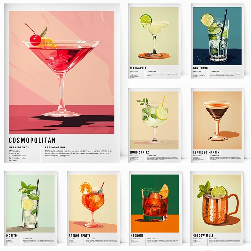 Geometric Wall Art - Classic Margarita Alcohol Hugo Spritz Aperol