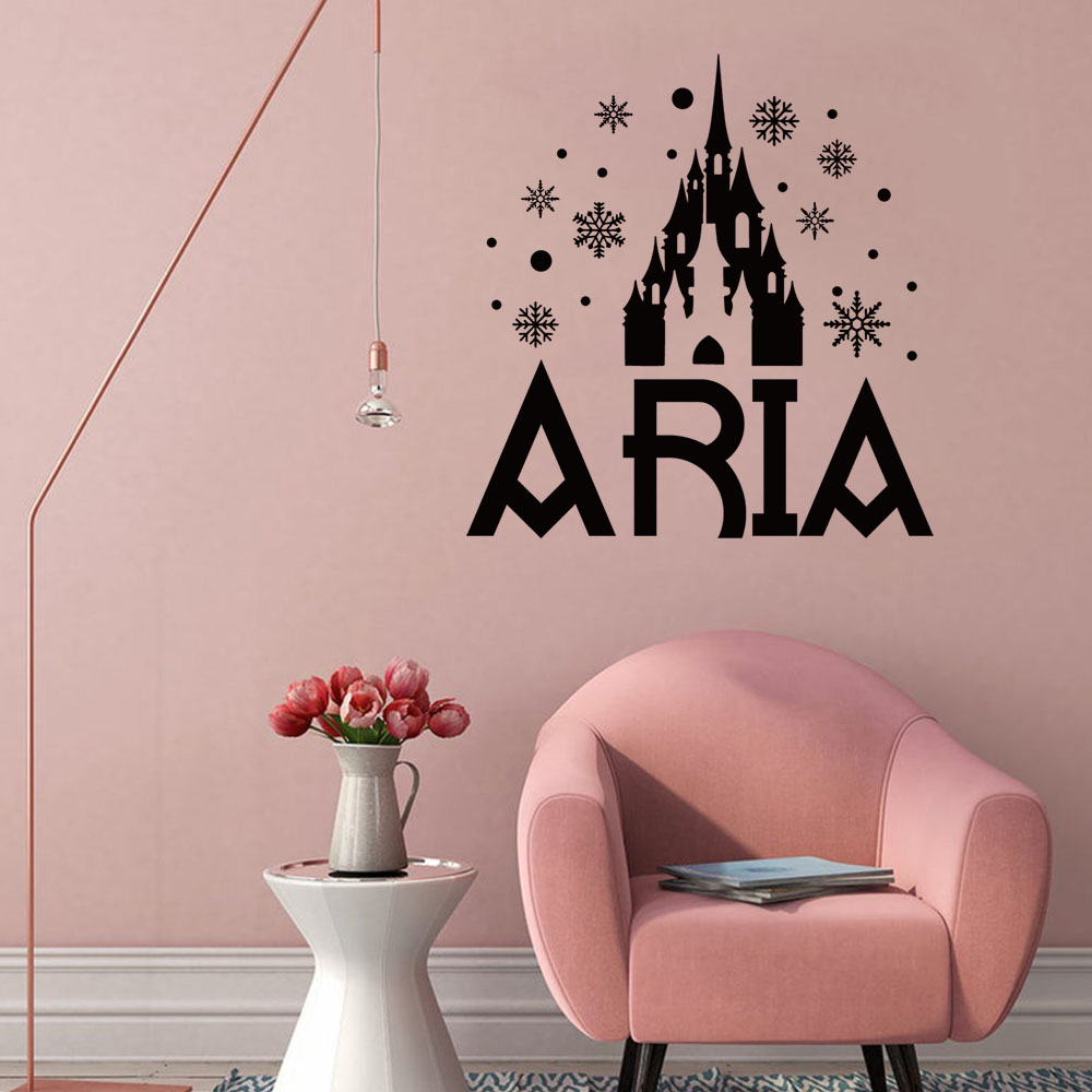 Home Decor Sticker - 1PC Cute Castle Snowflake Custom Text
