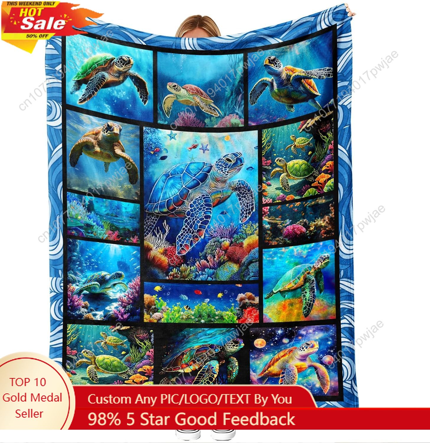 Sea Turtle Flannel Throw Blank - огляд і ціна Home Decor Theme
