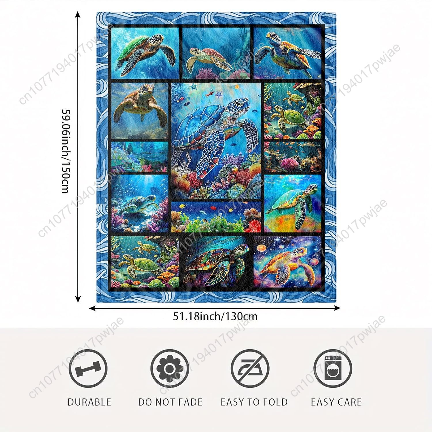 Sea Turtle Flannel Throw Blank - огляд і ціна Home Decor Theme
