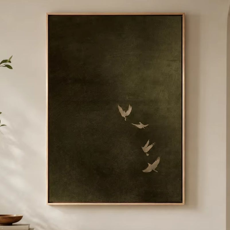 Olive Green Bird Canvas Art, D - огляд і ціна Home Decor Minimal