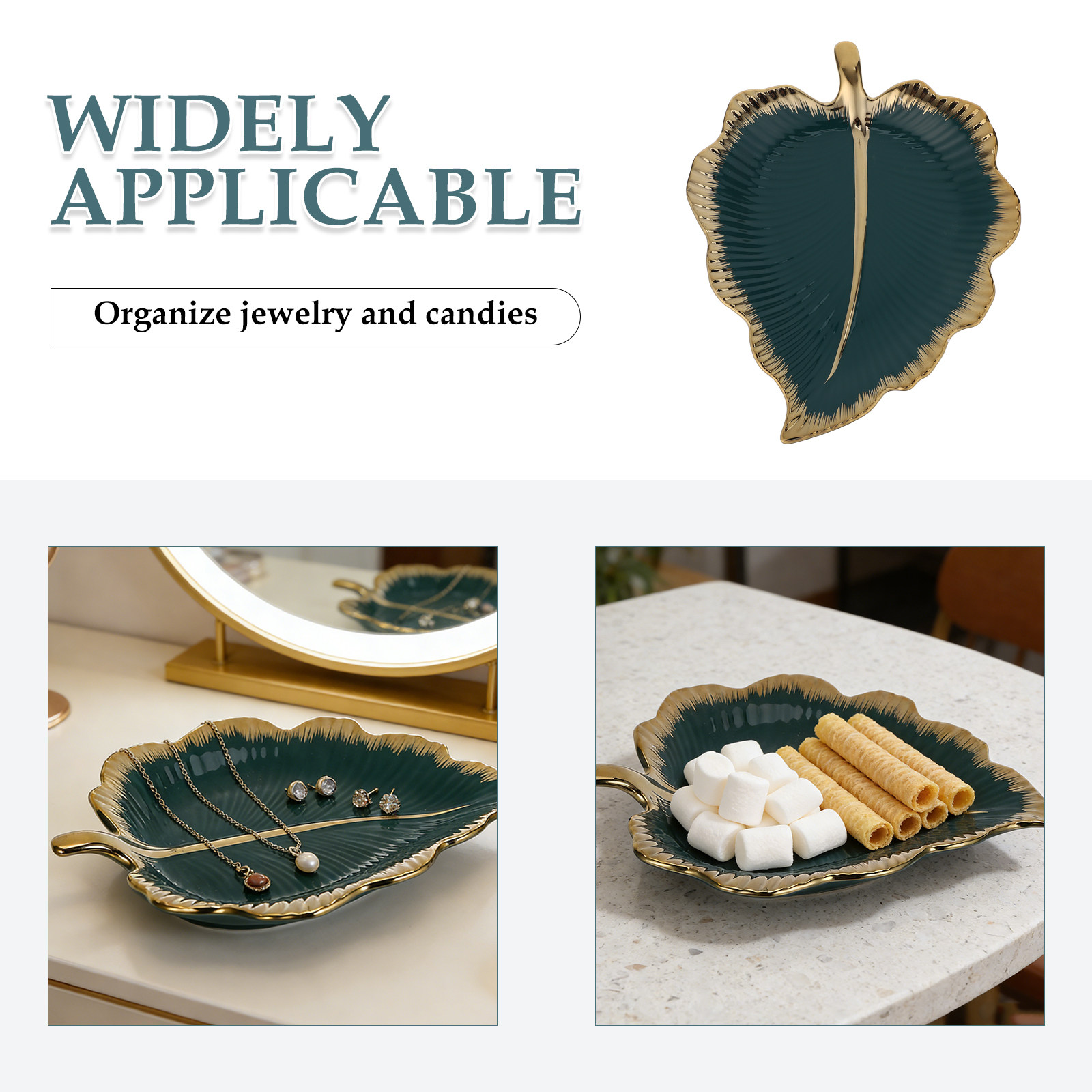 Green Ceramic Leaf Jewelry Tra - огляд і ціна Ceramic Trinket Dish