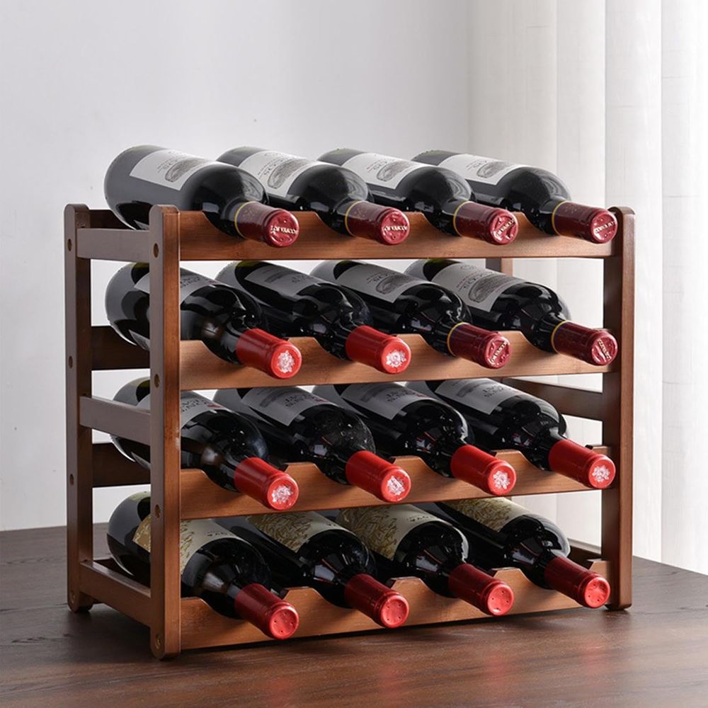 16 Bottle Wooden Wine Rack, 4  - огляд і ціна Home Decor Minimalist Style