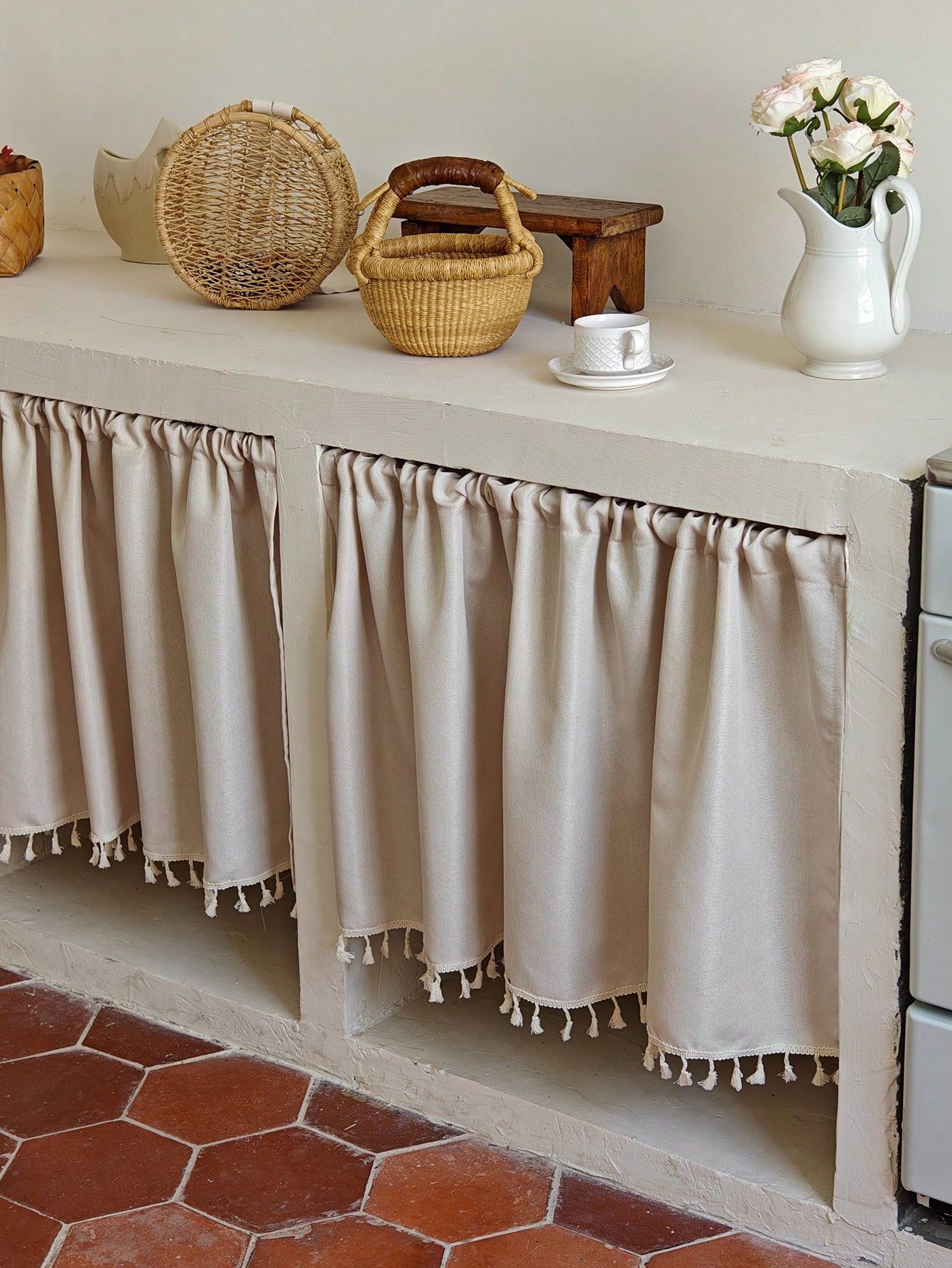 1pc Cabinet Curtain Beige Shor - огляд і ціна Home Decor Under 100