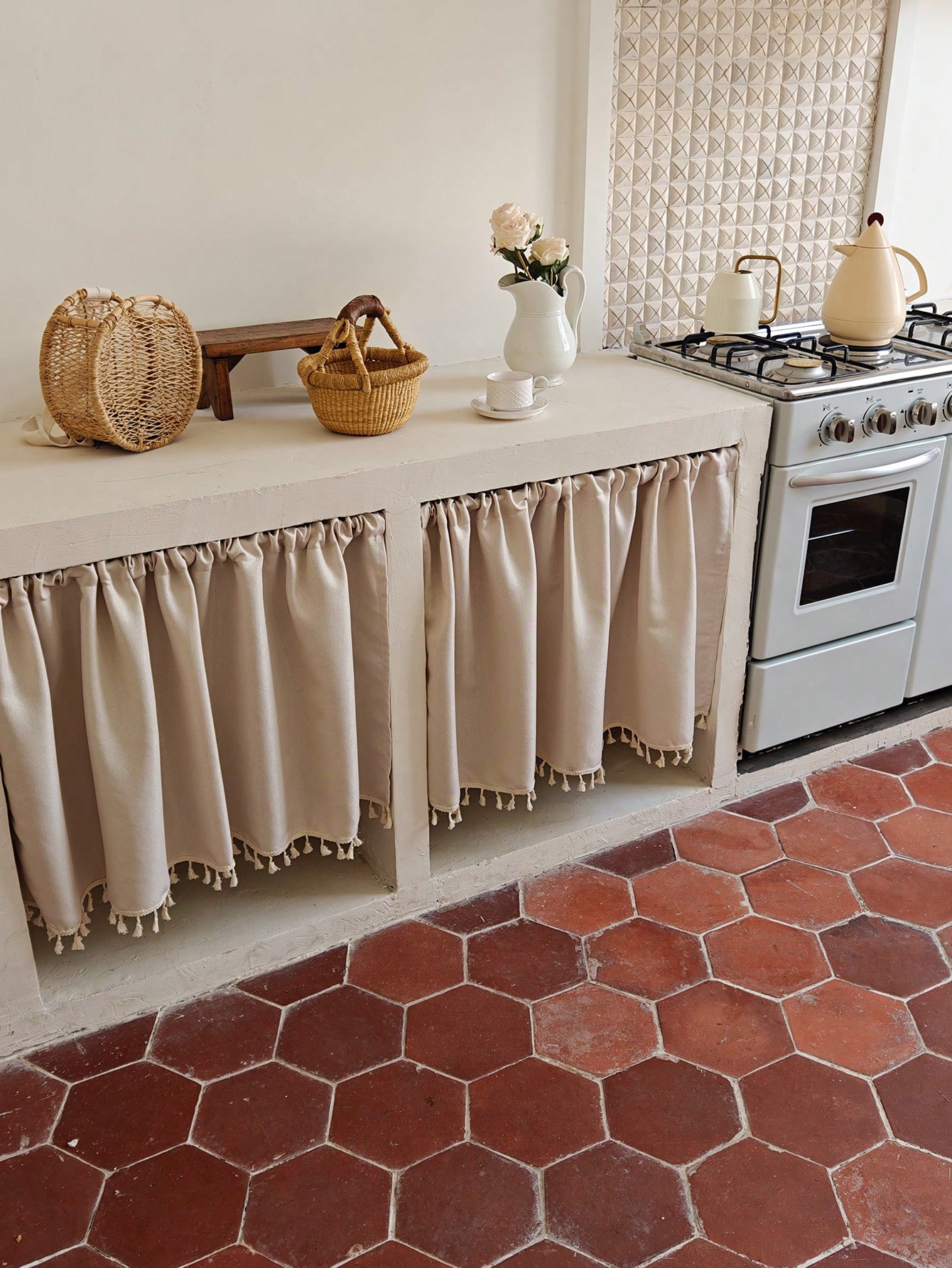 1pc Cabinet Curtain Beige Shor - огляд і ціна Home Decor Under 100
