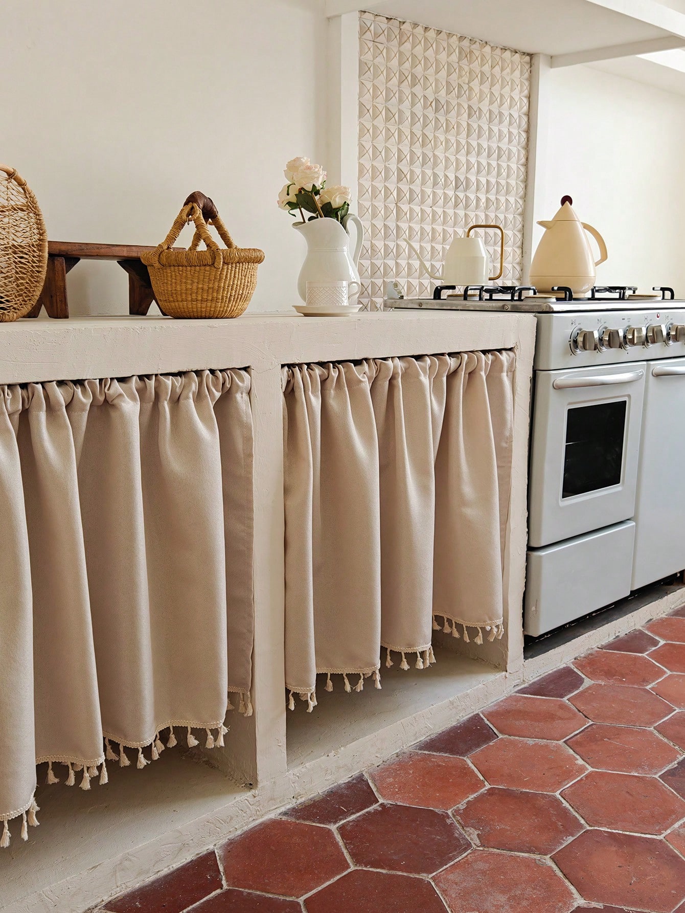 1pc Cabinet Curtain Beige Shor - огляд і ціна Home Decor Under 100