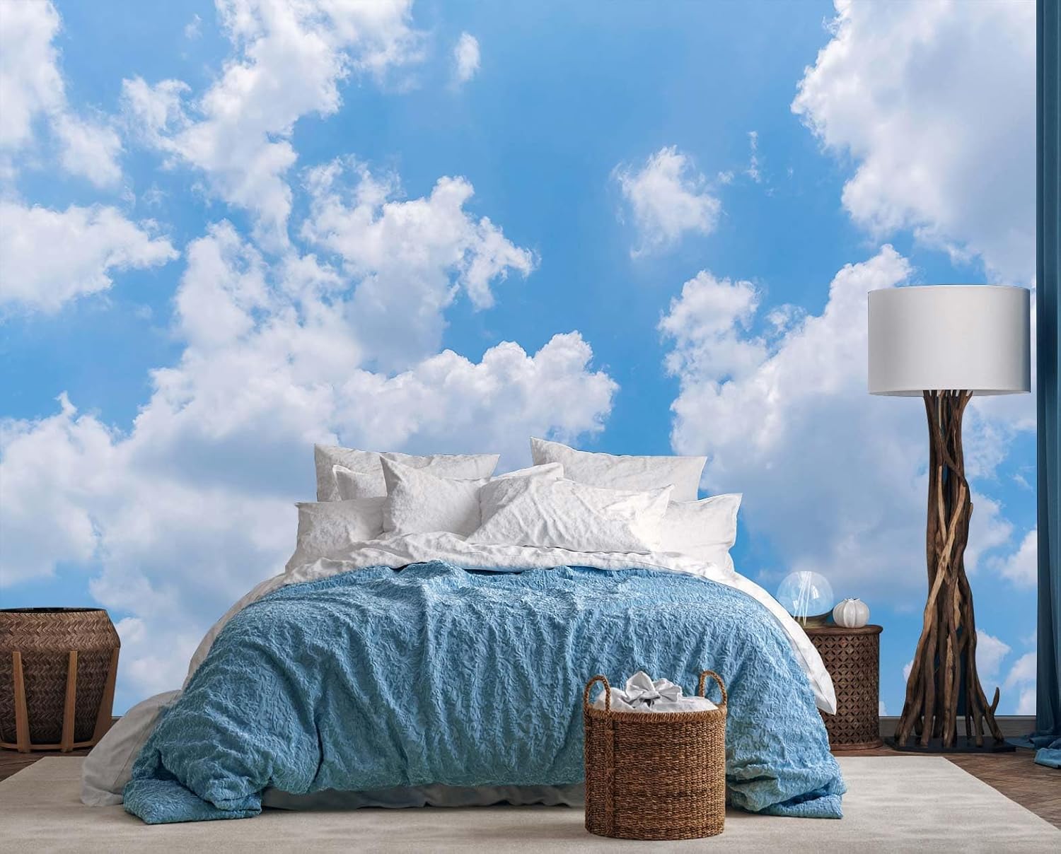 Vibrant Blue Sky Cloud Tapestr - огляд і ціна Home Decor Under 100