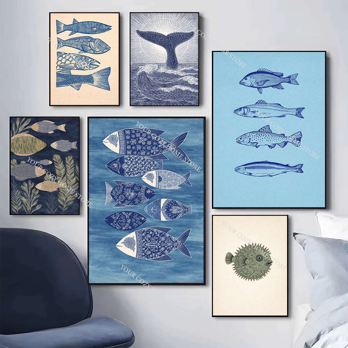 Minimalist Nautical Fish and W - огляд і ціна Home Decor Theme